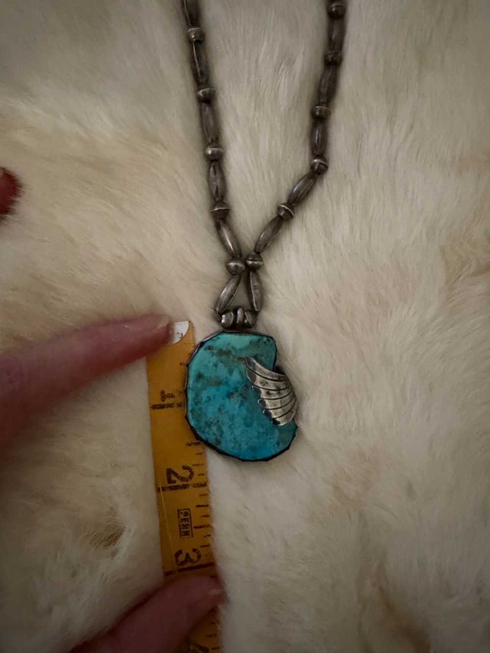 Gorgeous Vintage Navajo Diné Morenci Turquoise Silver Beaded Necklace 🔥🔥 - Picture 11 of 16
